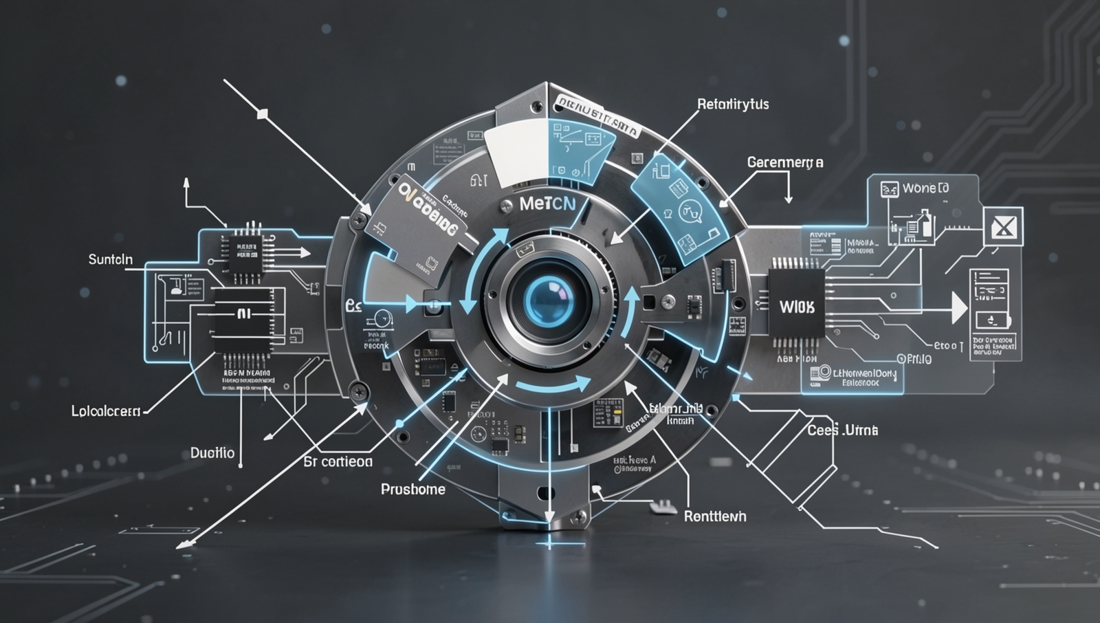 Infographic illustrating the AI detection process with detailed technical elements.