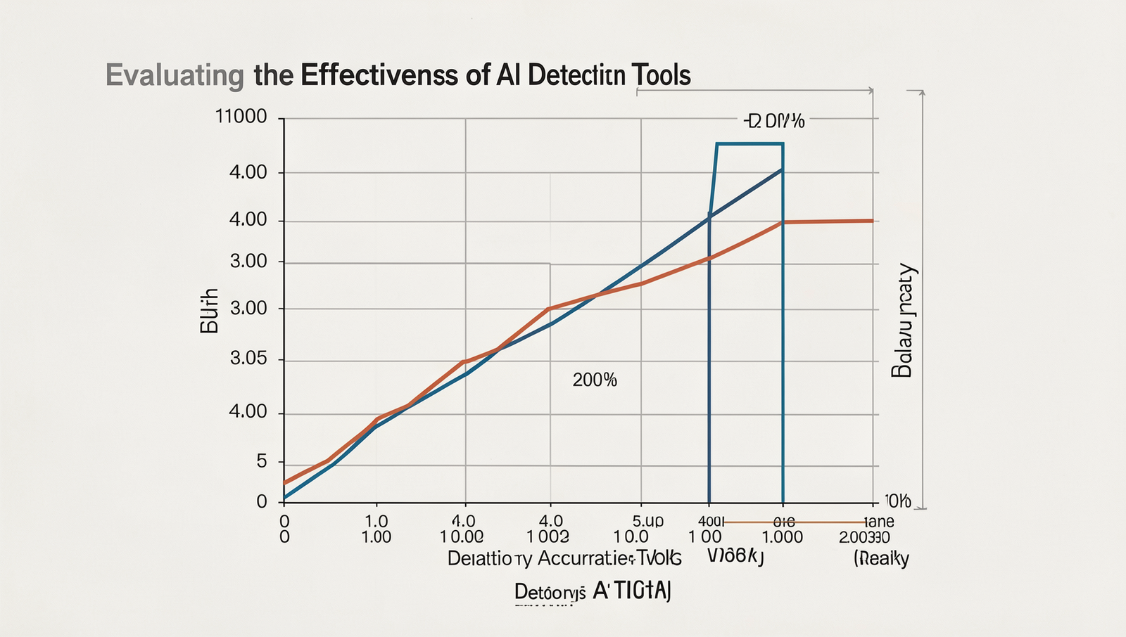 Graph comparing AI detection tool accuracy over time with realistic details.