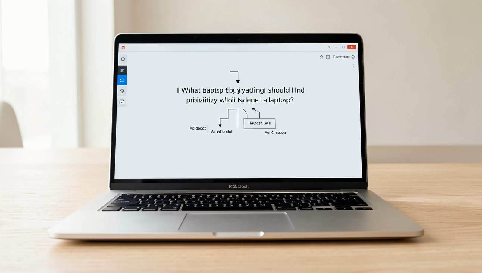 Diagram illustrating key laptop specifications to consider when buying.