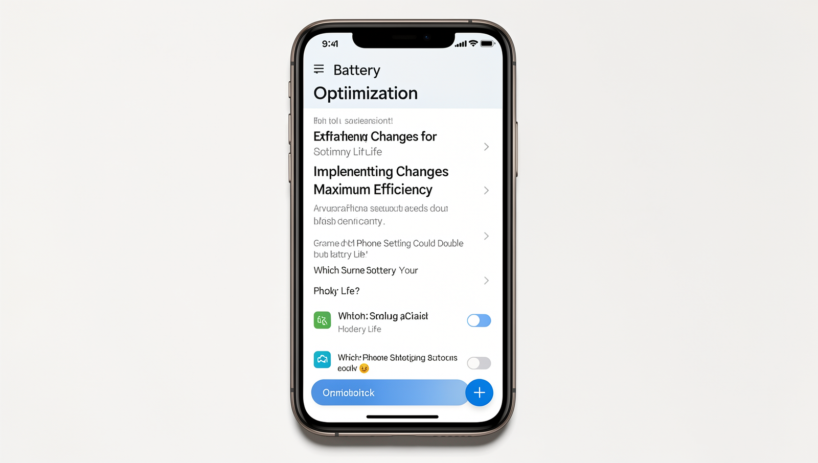 Screenshot of a battery optimization app showcasing settings for improved battery life.