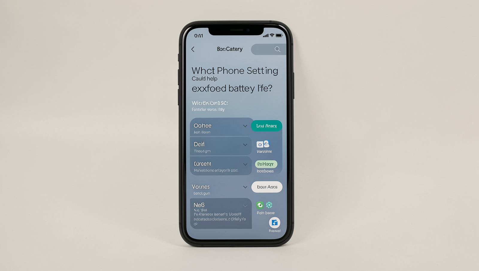 Diagram showing phone settings to extend battery life, including dark mode and battery saver.