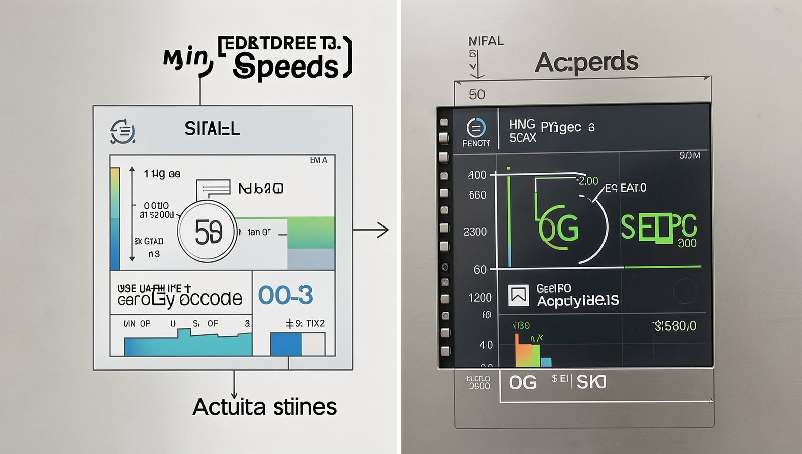 Comparison of advertised vs. actual 5G speeds in a detailed infographic style.