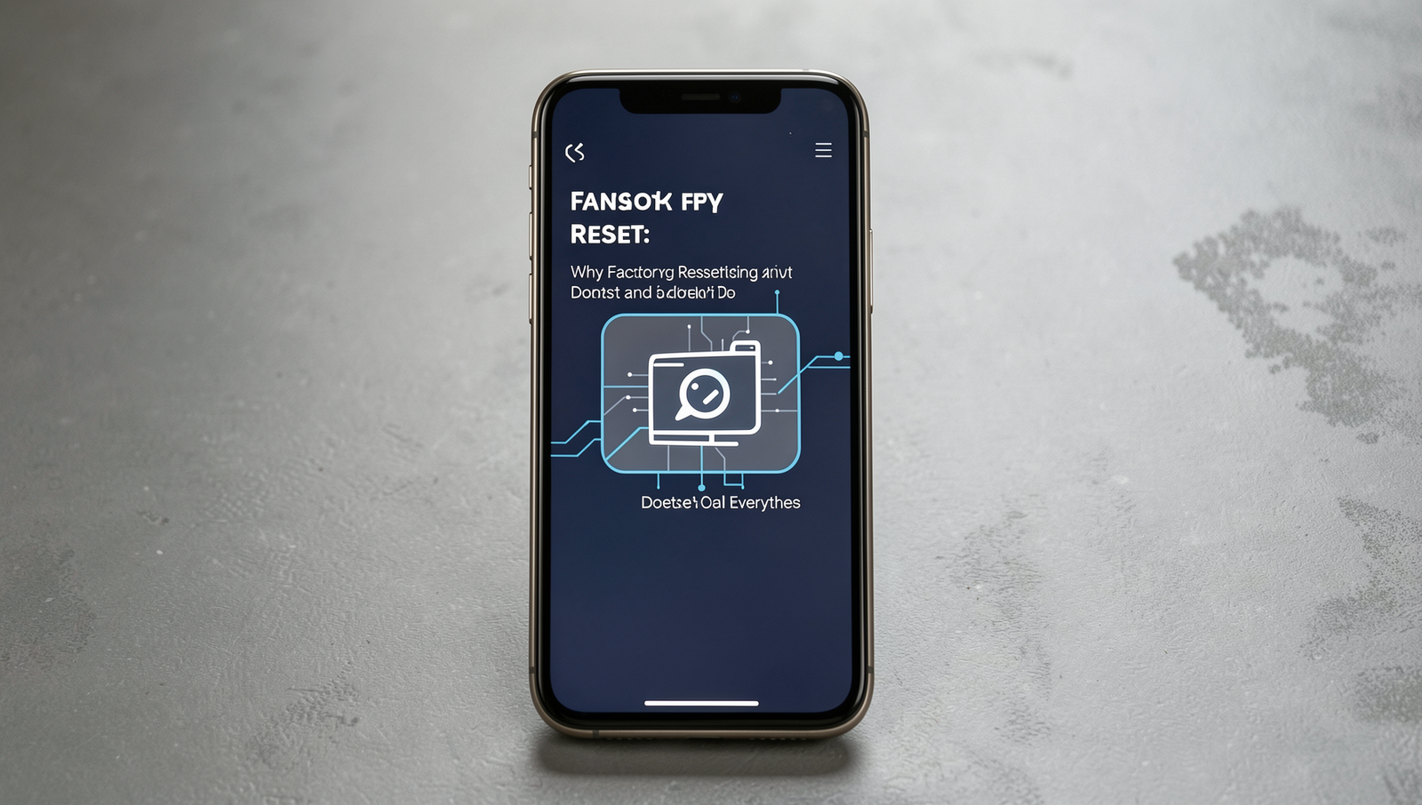 Close-up of a smartphone screen displaying the factory reset process.