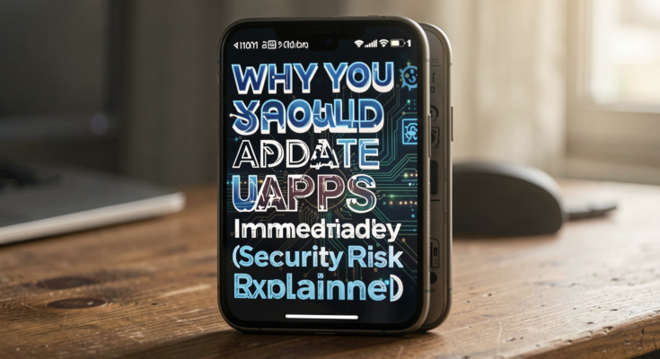 A professional editorial photo illustrating the importance of app updates for security.