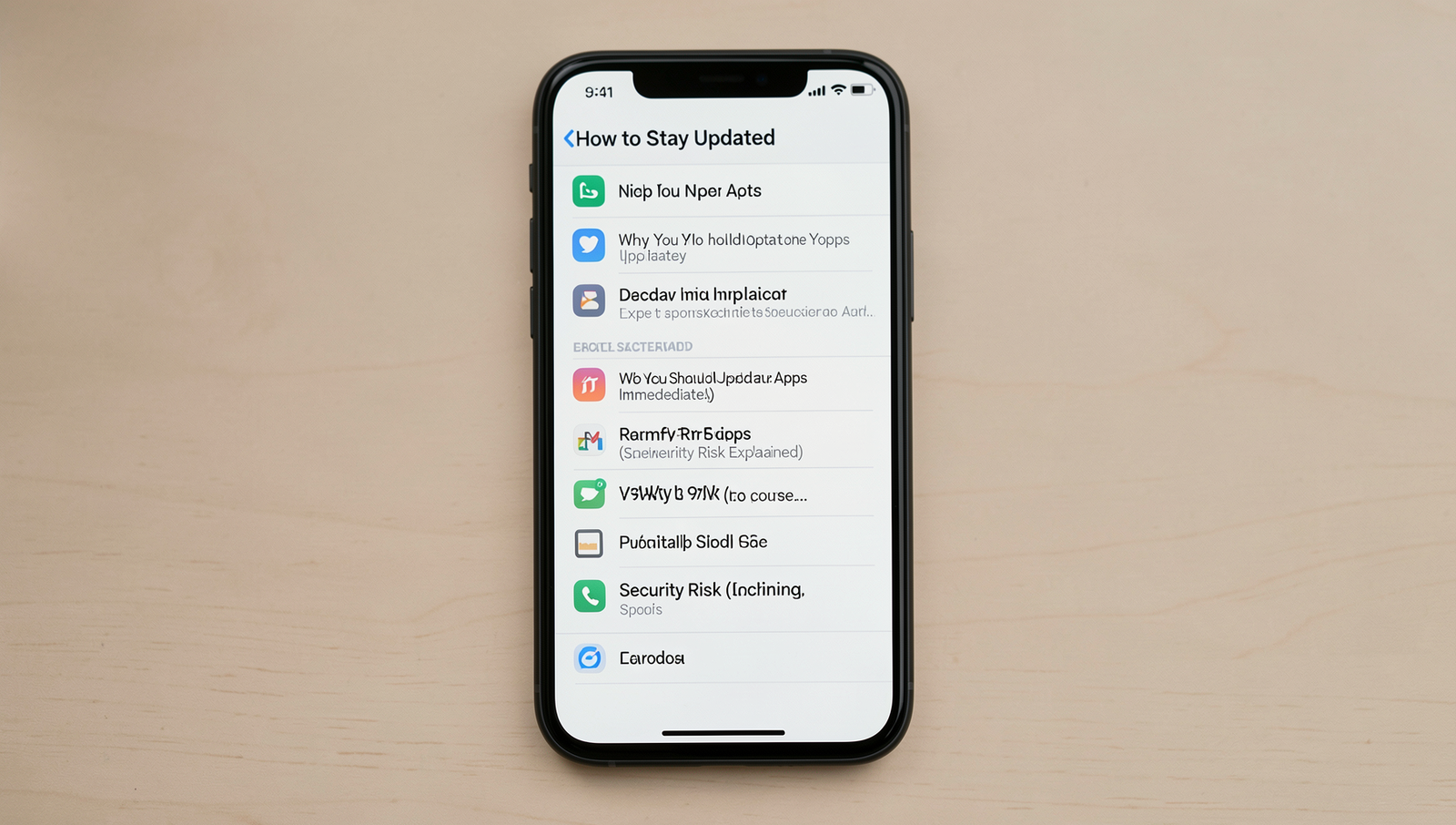 Checklist for updating smartphone apps to enhance security and performance.
