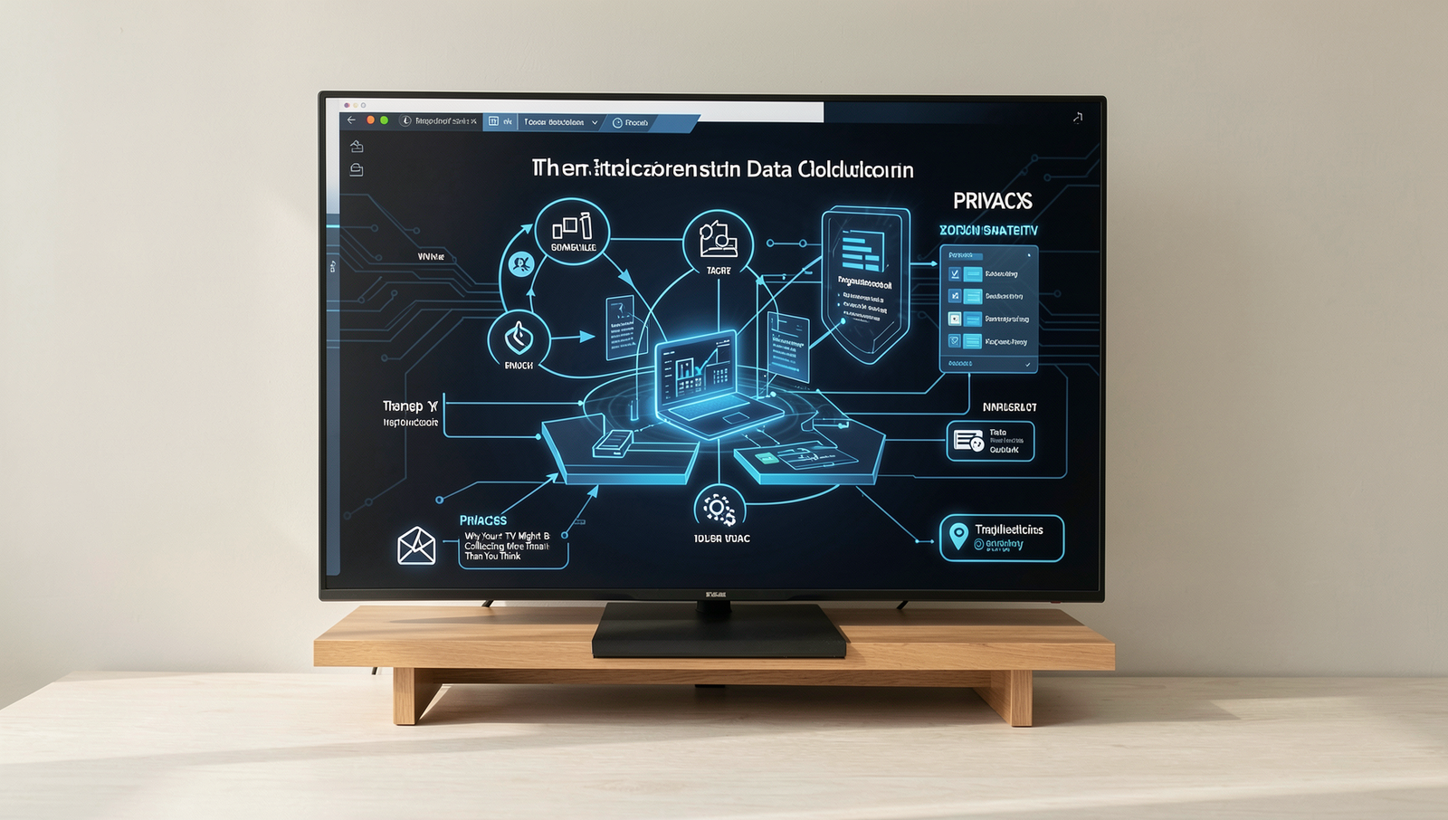 Infographic illustrating data collection implications on privacy with smart TVs.
